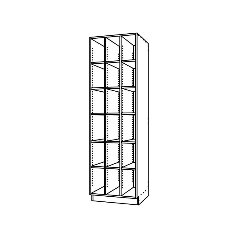 CM420, Two Divider Open Tall Cabinet technical drawing