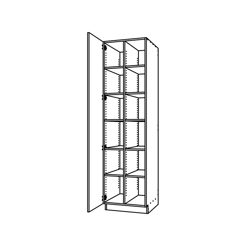 CM411, One Door Divided Tall Cabinet technical drawing