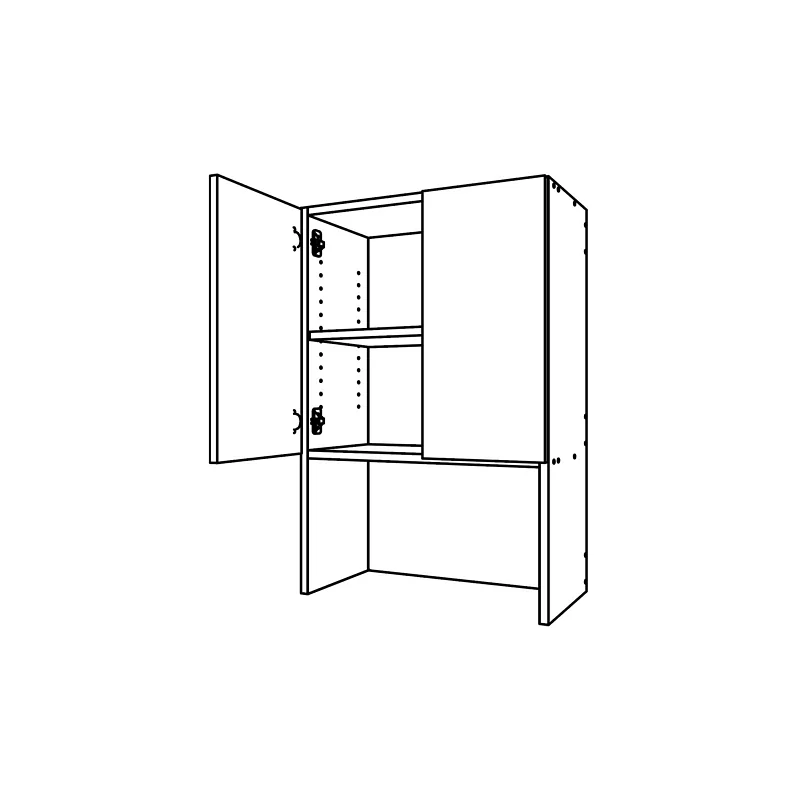 CM442-O, Two Door Open Hutch Cabinet technical drawing
