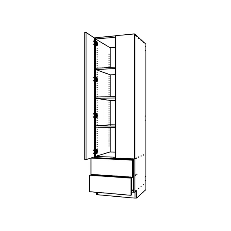 CM820, Two Drawer with Two Door Tall Cabinet technical drawing