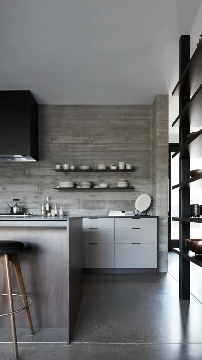Concrete & Grey Kitchen, custom cabinetry by Ultimate Cabinets, Inc.