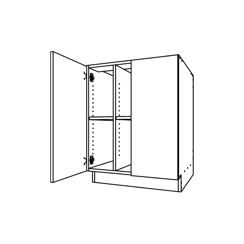 CM122, Two-Door Base Cabinet with Two Vertical Dividers technical drawing