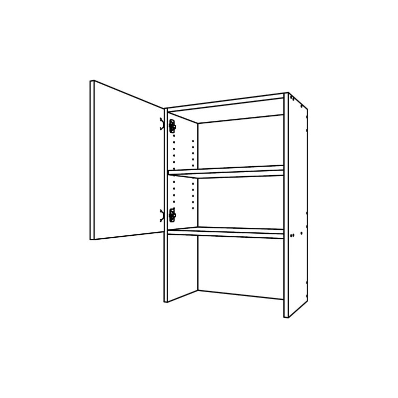CM441-O, One Door Open Hutch Cabinet technical drawing