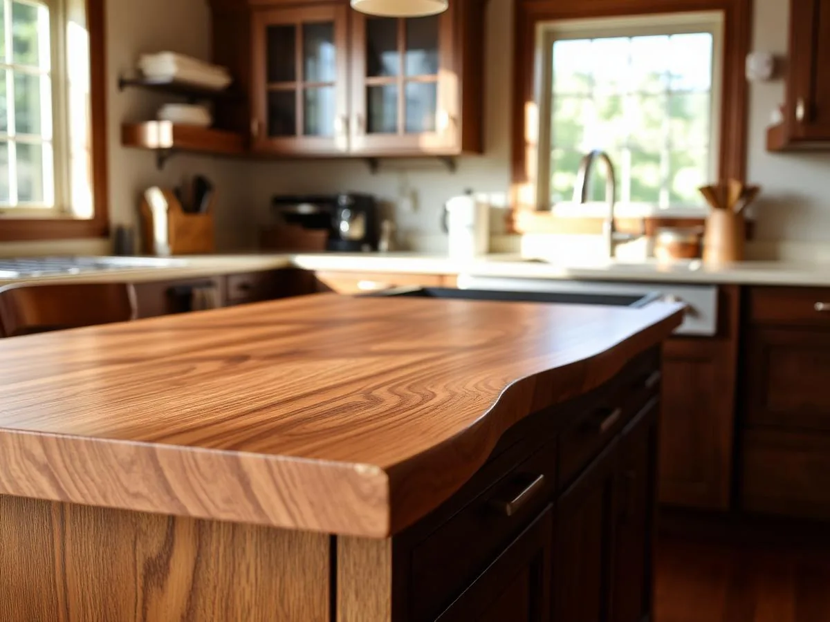 Walnut butcher block countertop on a custom island