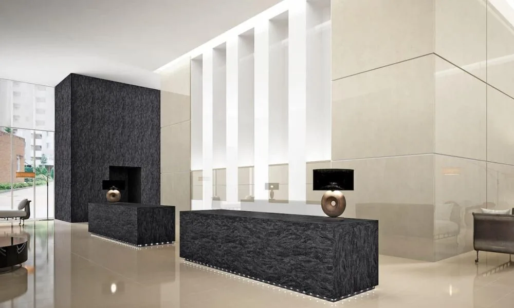 Custom Concierge Desk, custom office cabinetry by Ultimate Cabinets, Inc.