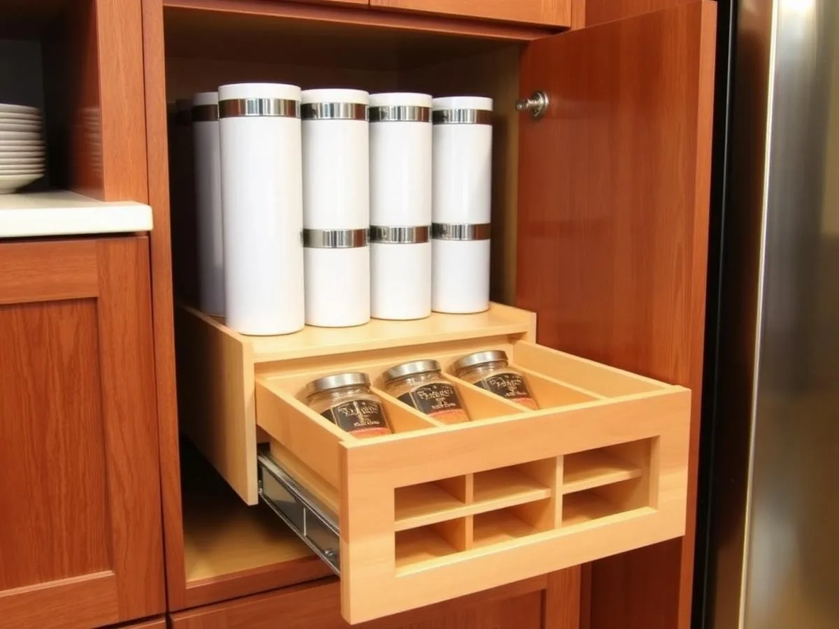 Custom kitchen cabinet organizers installed during a remodel
