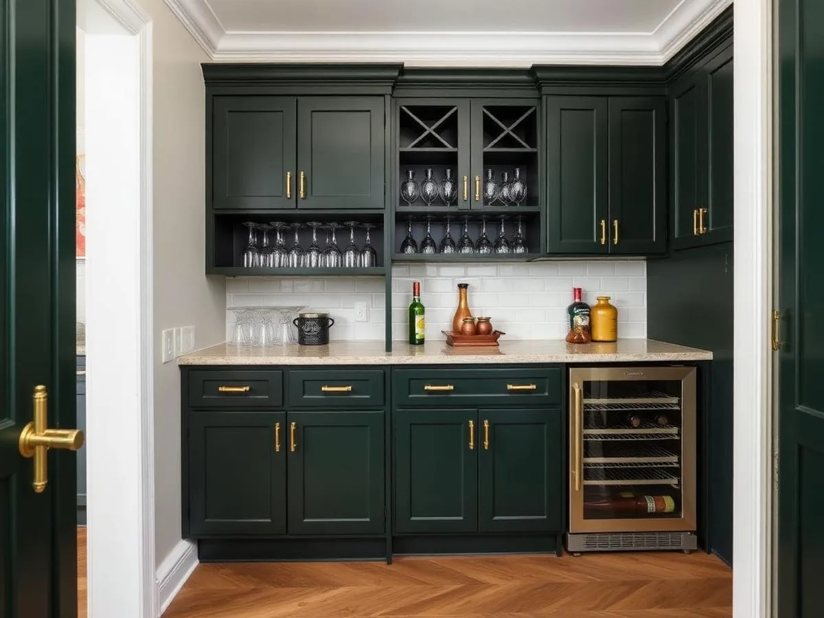 Butler's pantry with wine rack and stemware storage