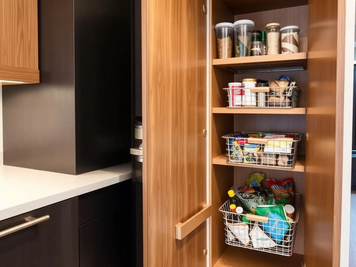 Pull-out pantry shelving built by Ultimate Cabinets in Las Vegas