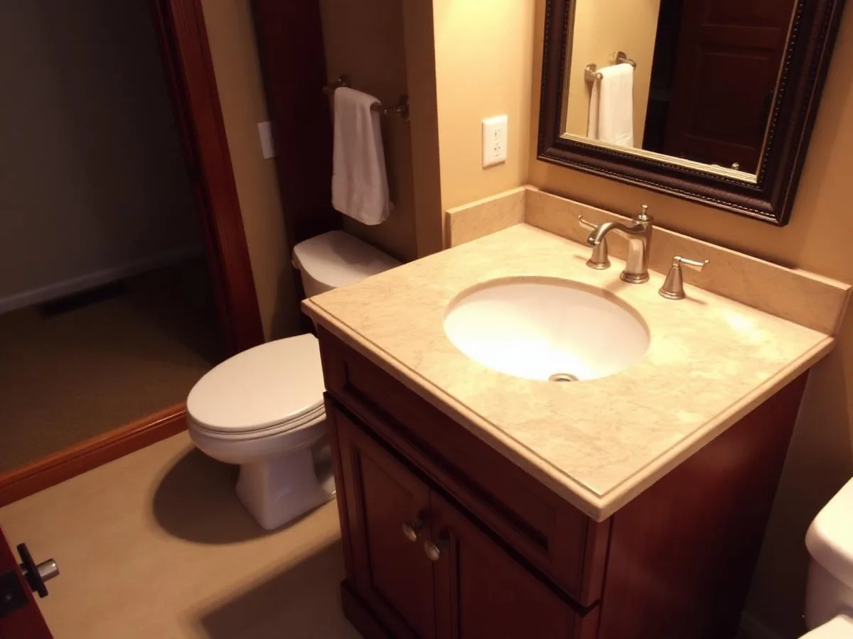 Custom bathroom vanity countertop built by Ultimate Cabinets